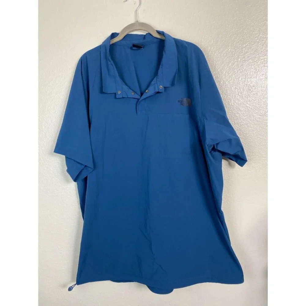The North Face Nylon Blend‎ Short sleeve Shirt Men Size XXL Blue Outdoor Fishing